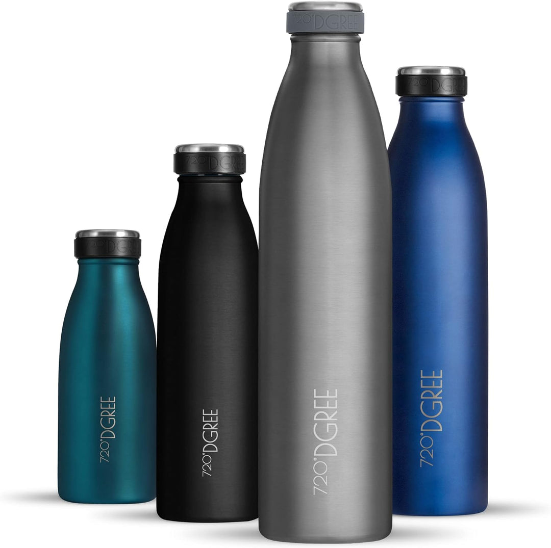 720°DGREE Edelstahl Trinkflasche “milkyBottle” - 1L - BPA-Frei, Auslaufsicher, Kohlensäure geeignet