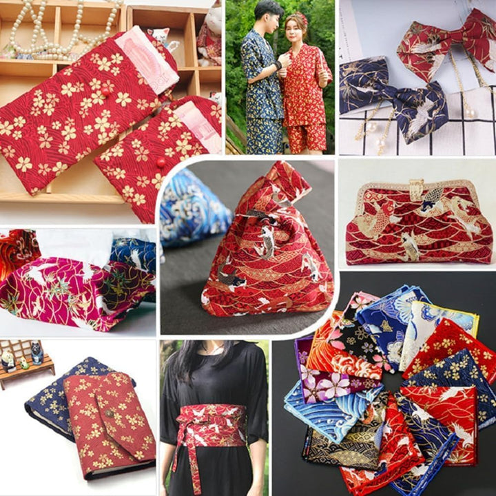 200x150 cm Japanischer Stil Baumwollstoff Meterware Bunt Gedruckt Nähstoffe mit Blume Fächer Fliegen