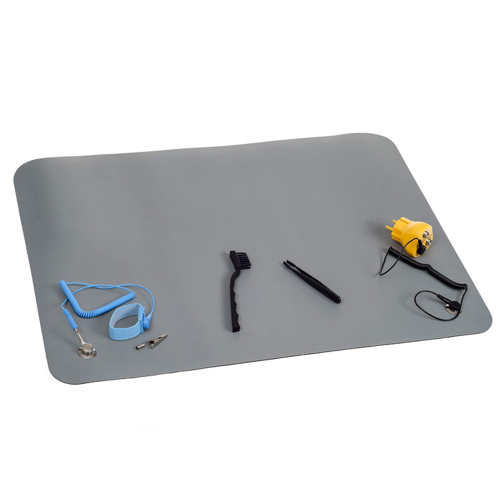 GmbH ESD Schutz Komplettset,Premium Plus' prof. Arbeitsplatz Antistatik Matte 65 x 50 cm ESD-Pinsel,