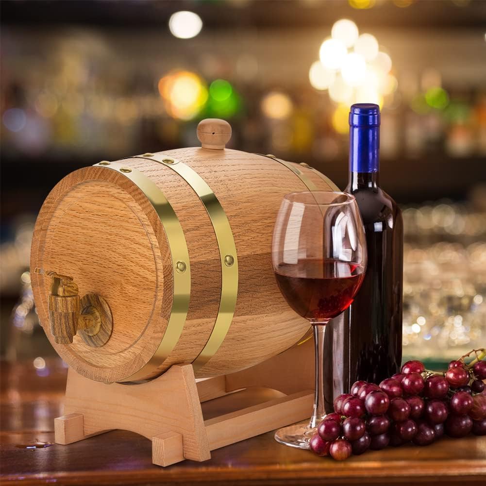 Greensen Eichenfass 3L Holzfass Weinfass Personalisiertes Design Holz Whiskyfass Liqueur Schnapsfass