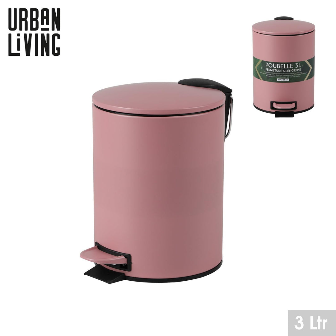 Urban Living 3 Liter Tret-Mülleimer Kosmetikeimer Tretmülleimer mit Absenkautomatik - herausnehmbare