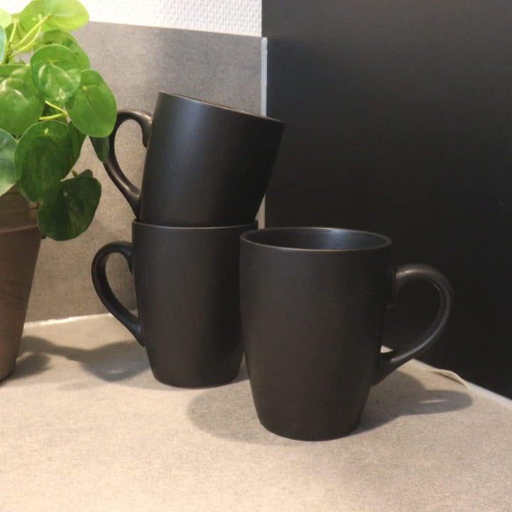 OTIX Kaffeetassen - mit Ohr - 6er Set - Matte - Schwarz - 340ml