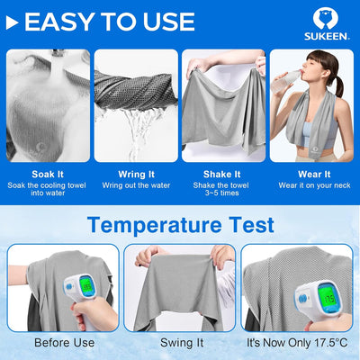 Kühltuch Set, kühlendes Handtuch Kühltücher Hals, Handtuch kühlend, Cooling Towel, Kühltücher Sport,
