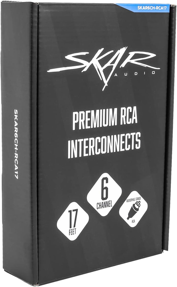 Skar Audio 17-Foot6-ChannelTwistedPairRCAInterconnectCableforPersonalComputer-SKAR6CH-RCA17 6 Channe