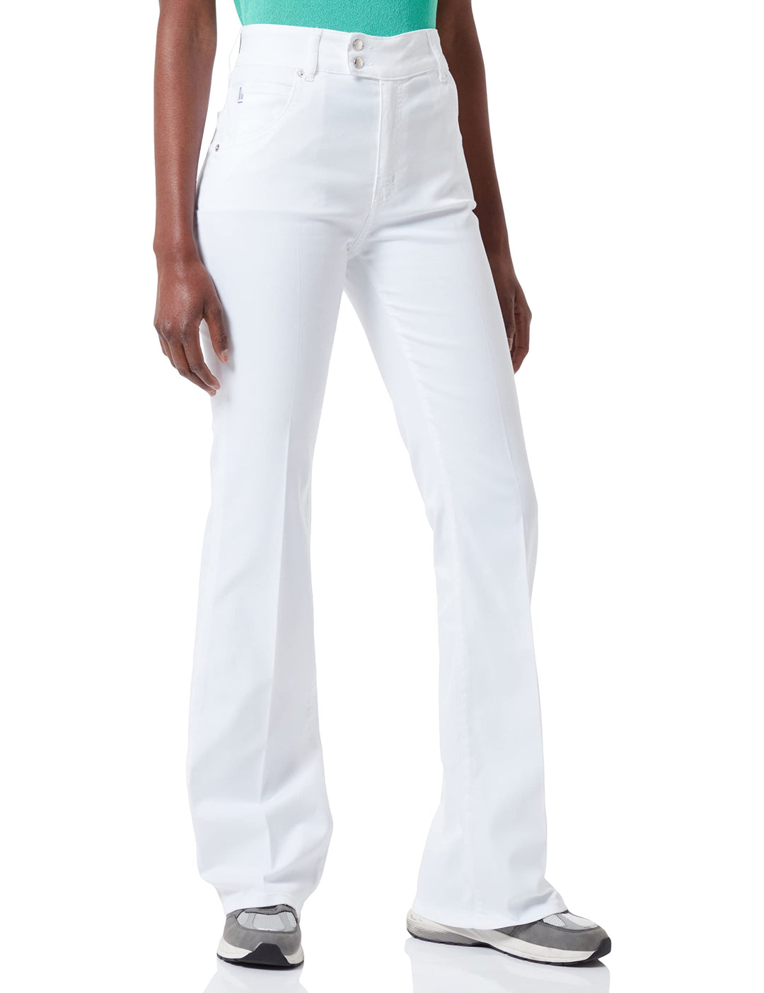 Love Moschino Damen Stretch Lyocell Gabardine with Matchng Logo Back Tag Hose, Optical White