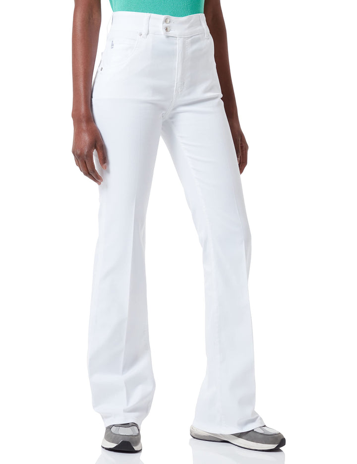 Love Moschino Damen Stretch Lyocell Gabardine with Matchng Logo Back Tag Hose, Optical White