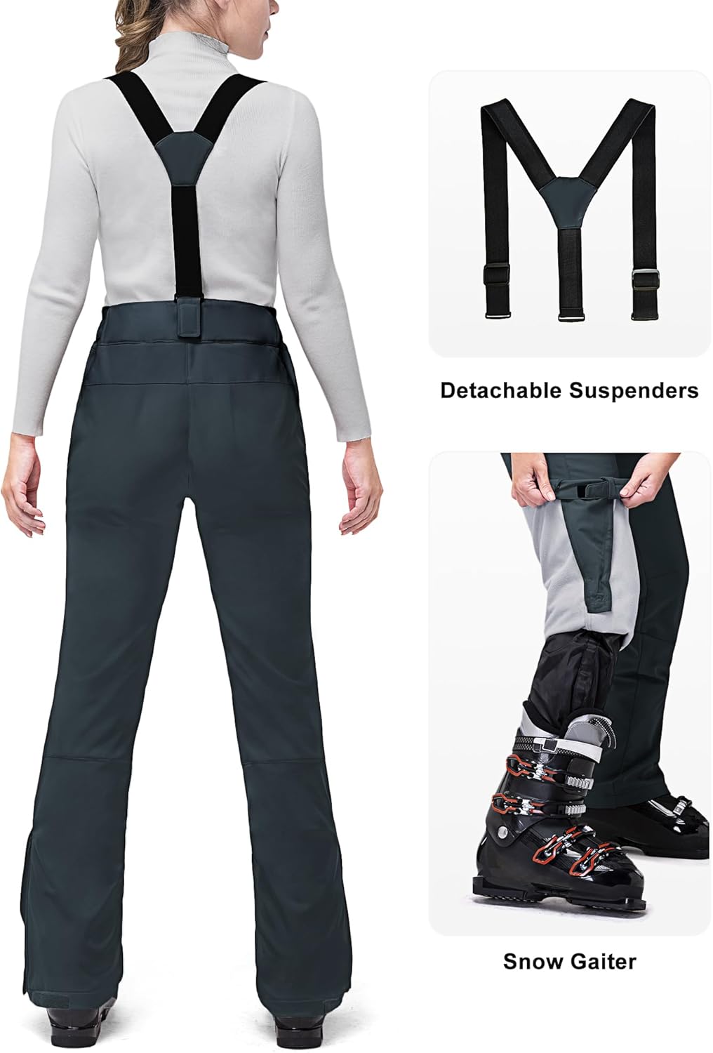 33,000ft Damen Skihose Hosenträgerhose Outdoorhose Wasserdicht Winddichte Softshellhose Warme Gefütt