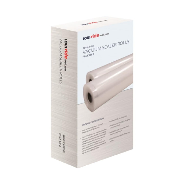 SousVideTools [SVT-07002] Vakuumierfolie (28 cm x 6 m) x2 Rollen Vakuum-Siegelrollen für Lebensmitte