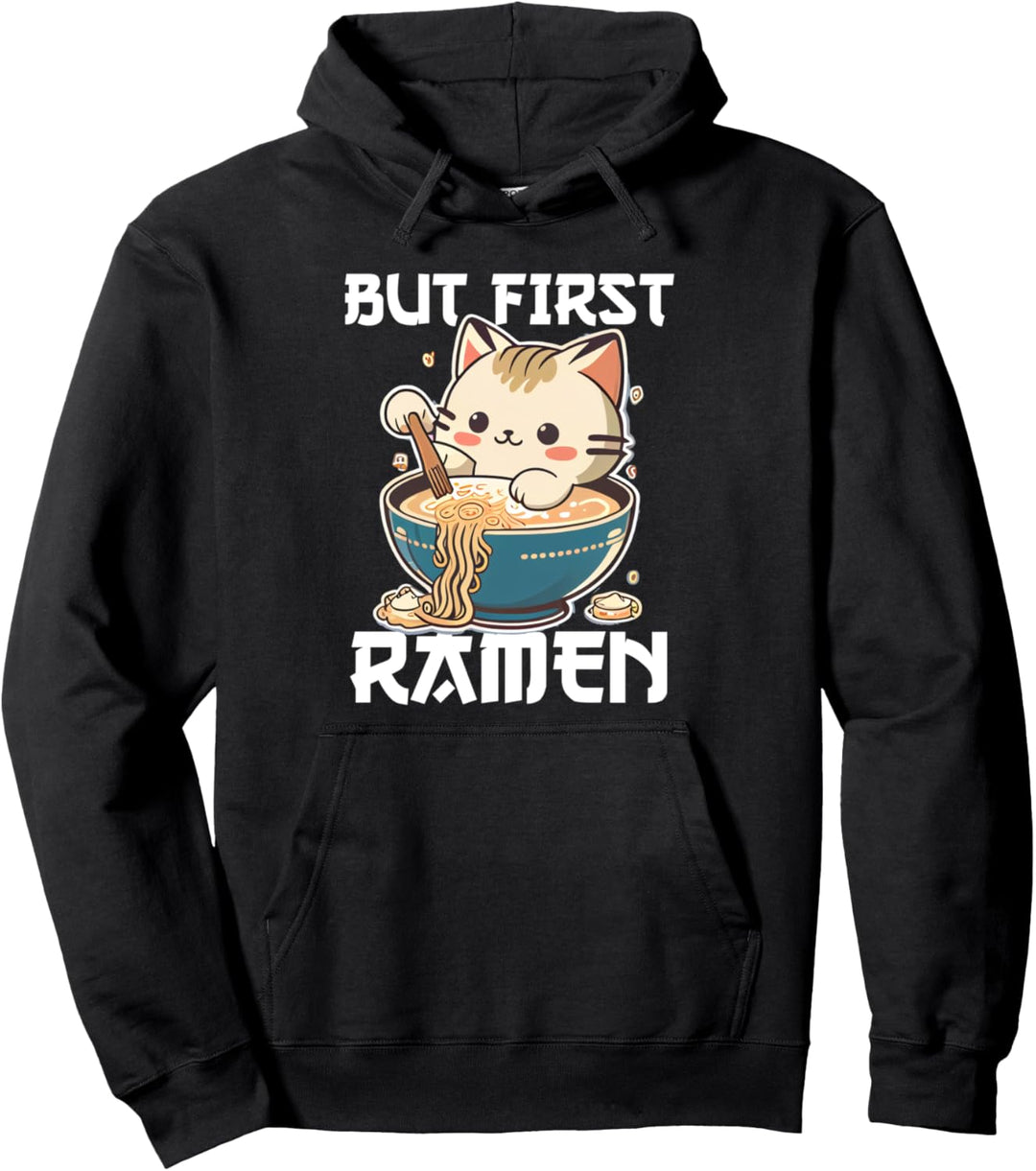 But First Ramen Cat Japanische Tokyo Ramen Nudeln Pullover Hoodie