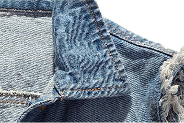Herren Beiläufiger Denim Weste Jacke Klassische ärmel Dünne Jacken XS Hellblau, XS Hellblau