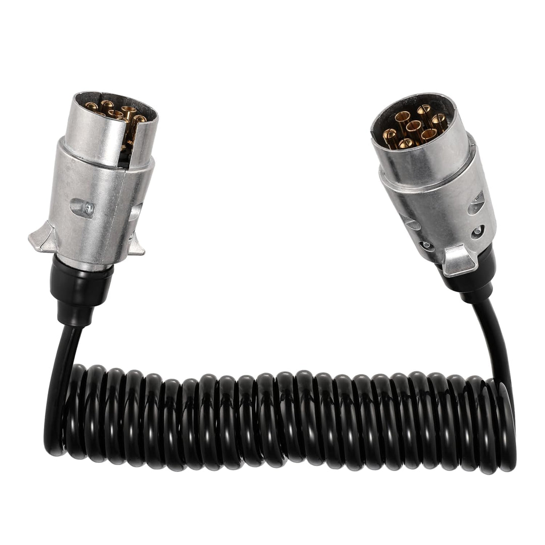 GEARMONSTER 3 Meter 12V Anhängerkabel 7 Polig, Anhänger Verlängerungskabel Spiralkabel Adapter Metal