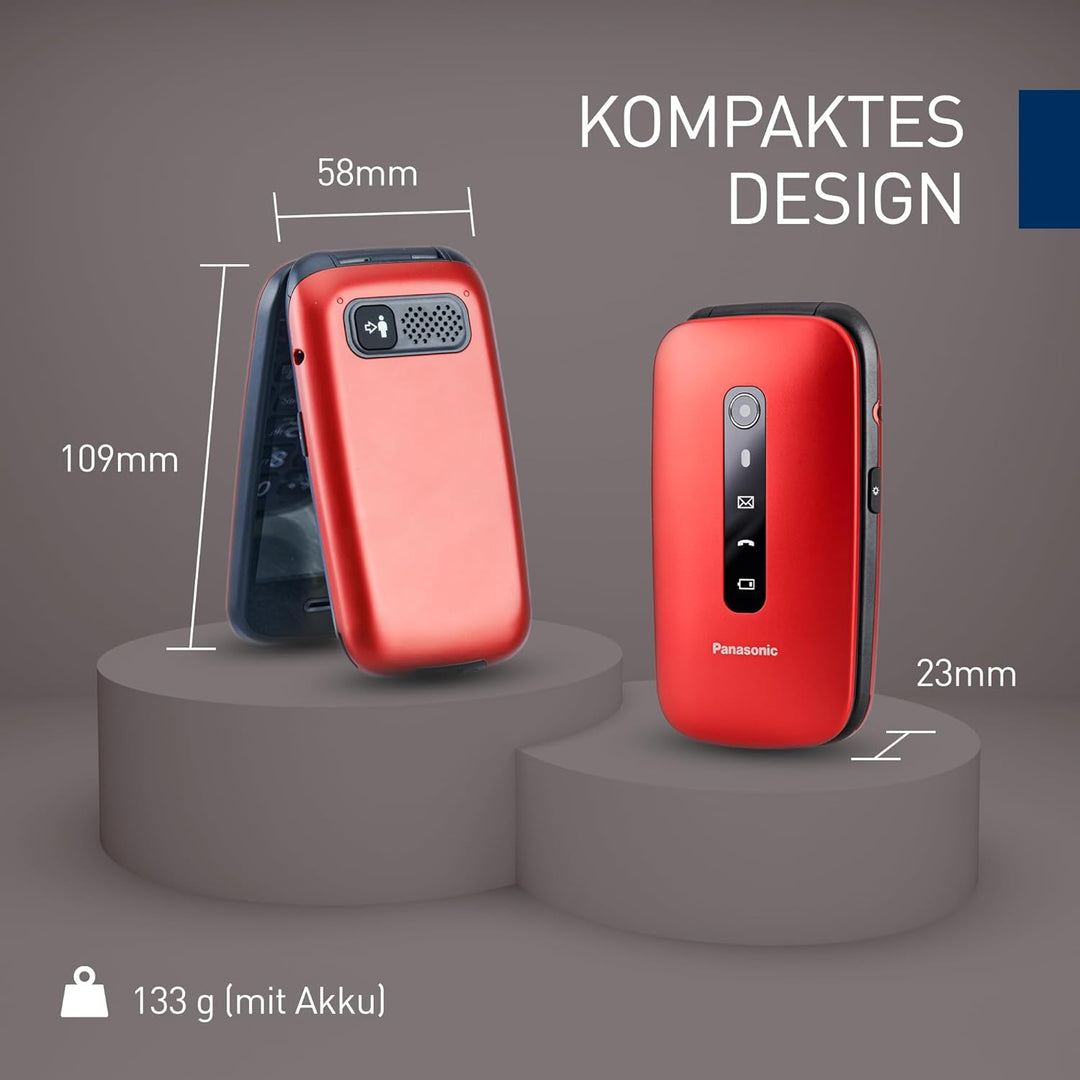 Panasonic KX-TU550EXR 4G Essentials Clamshell Handy für Senioren, 1,2 MP Kamera, Seniorentelefon mit
