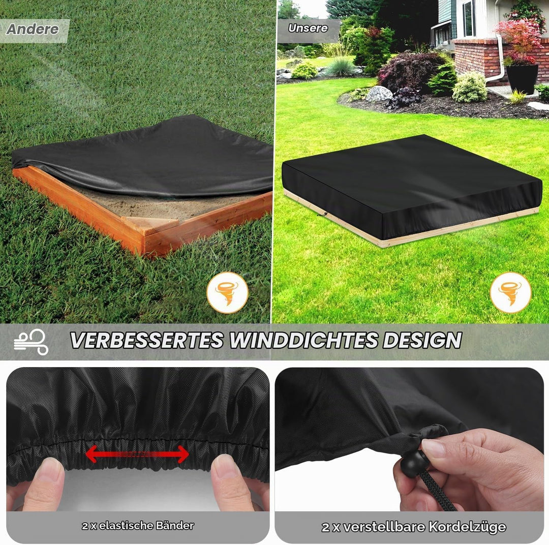 LAMUNI Sandkastenabdeckung Quadratisch Sandkasten Abdeckung Wasserdicht Sandkistenabdeckungen, 420D