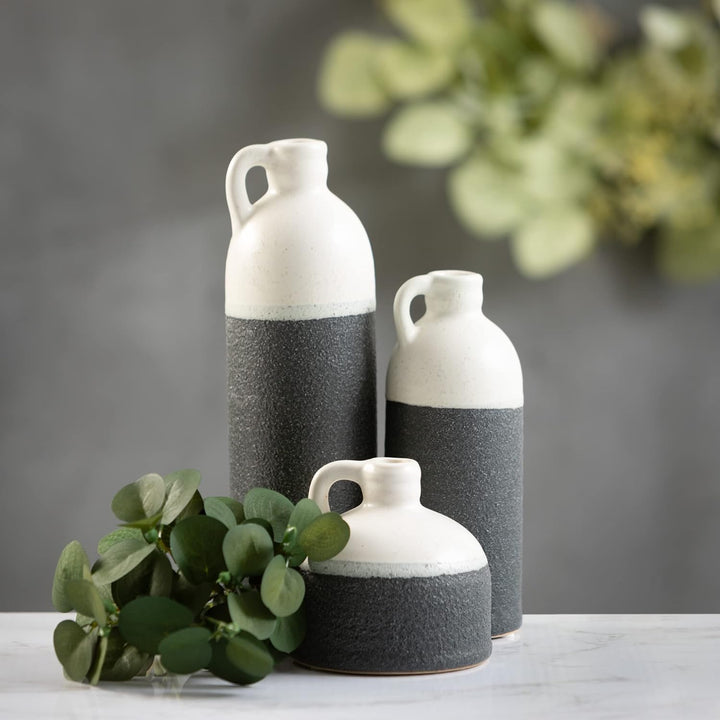 Sullivans Modern Farmhouse CM2945 Keramikkännchen, zweifarbig, Schwarz und Weiss, 3 Stück, 10,2 cm,