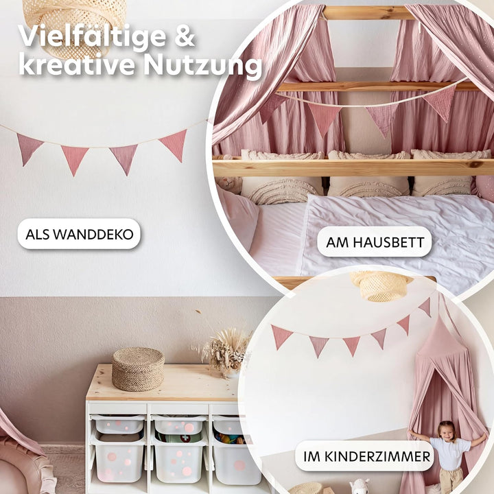 LILIMAUS Sternen Wimpelkette Stoff [mit Goldapplikation in 12 Farben] Wimpelkette Kinderzimmer - 100