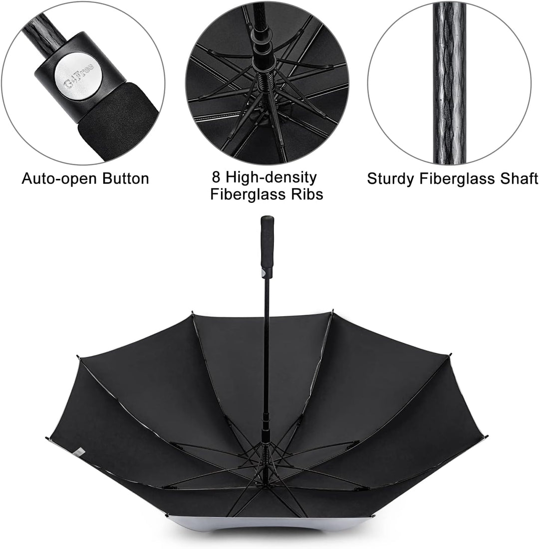 G4Free 54/62 Zoll Golfschirm Regenschirme Silberbeschichtet Sonnenschutz Grosse Winddicht Wasserdich