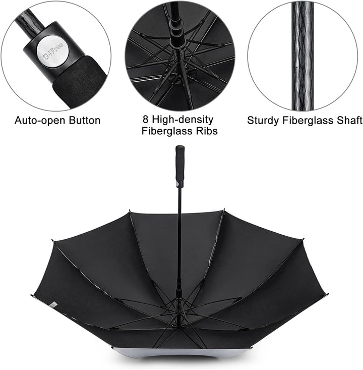 G4Free 54/62 Zoll Golfschirm Regenschirme Silberbeschichtet Sonnenschutz Grosse Winddicht Wasserdich