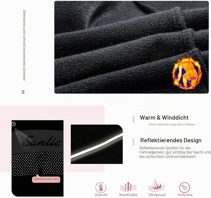 Santic Fahrradjacke Damen Winter Thermo Jacken Winddichte Laufjacke Leichte Atmungsaktiv Langarm Ref