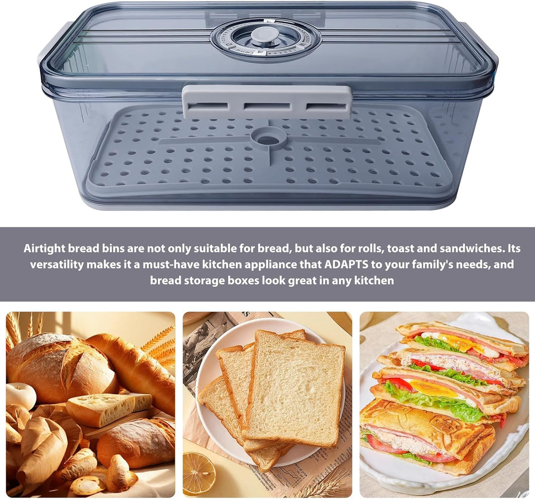 BAIFULAI Brotkasten Brotbox, Brot Aufbewahrungsbox, lebensmittelechtes PET-Material, Timing, Rutschf