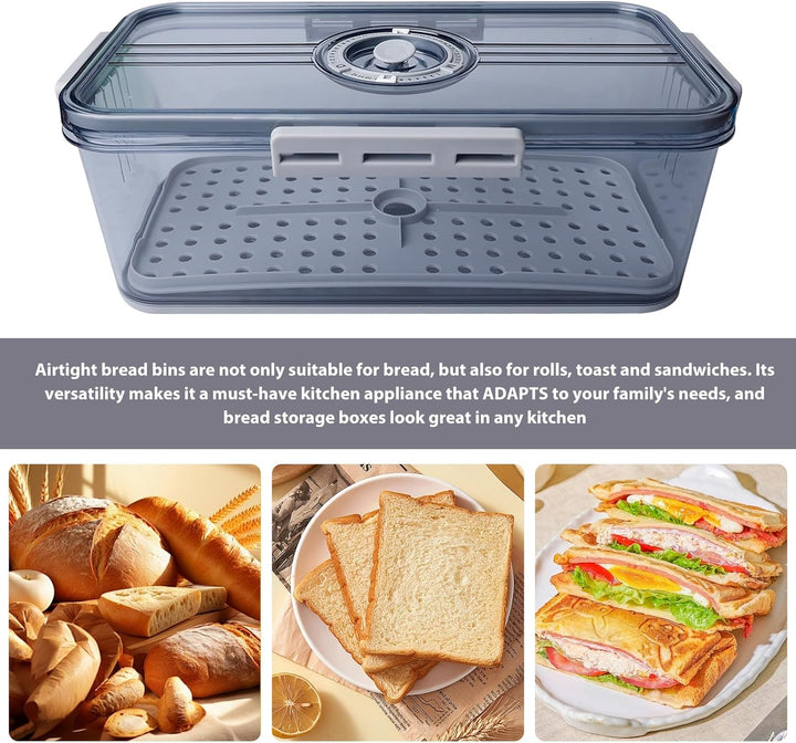 BAIFULAI Brotkasten Brotbox, Brot Aufbewahrungsbox, lebensmittelechtes PET-Material, Timing, Rutschf