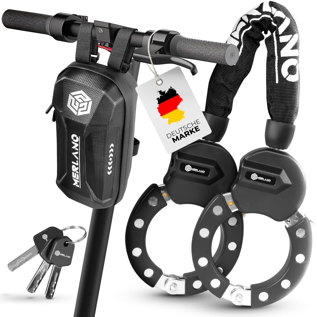 Merlano E Scooter Schloss, Handschellenschloss für E Scooter, 10mm, Diebstahlsicheres E Bike Schloss