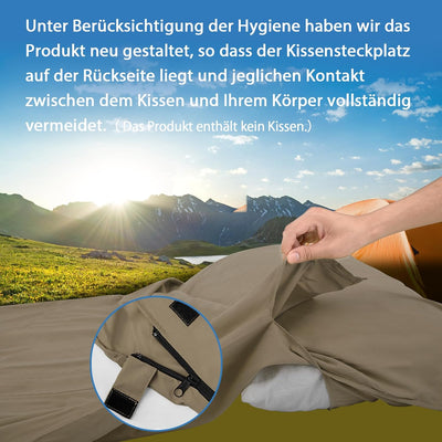JAICOM Hüttenschlafsack, Ultraleichter Seideschlafsack für Reise, 2in1 Hüttenschlafsack, Bequemer un
