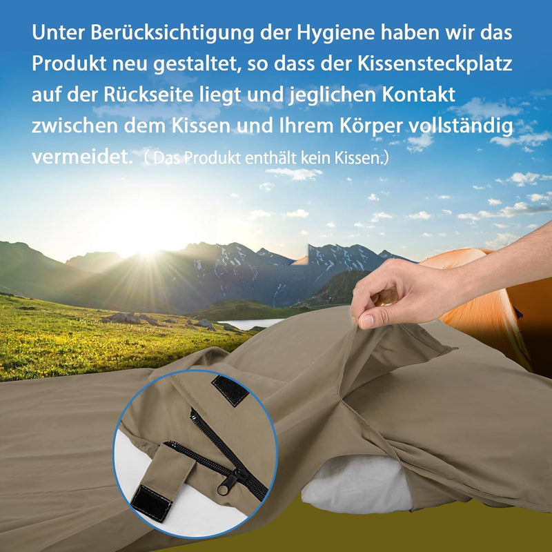 JAICOM Hüttenschlafsack, Ultraleichter Seideschlafsack für Reise, 2in1 Hüttenschlafsack, Bequemer un