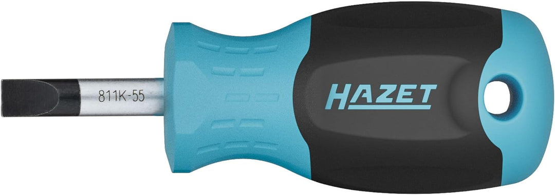 HAZET Schraubendreher 811K-55, SW 1 x 5,5 mm Schlitzprofil, Rutschfester 3-Komponenten-Griff, Rundkl
