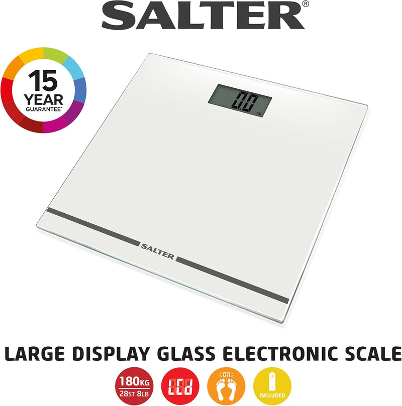 Salter 9205 WH3R grosses display elektronische waag glas badezimmerwaage, digitale personenwaagen, e