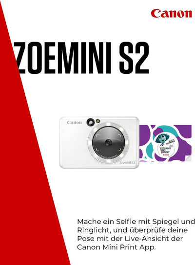 Canon Zoemini S2 Mini Sofortbildkamera + Fotodrucker mobil tragbar unterwegs Hosentasche (Fotodruck