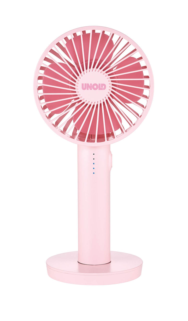 Unold Handventilator Breezy II Pink 86624 – Akku Handventilator 5 Stufen, 2–8 Std. Laufzeit, USB-Lad