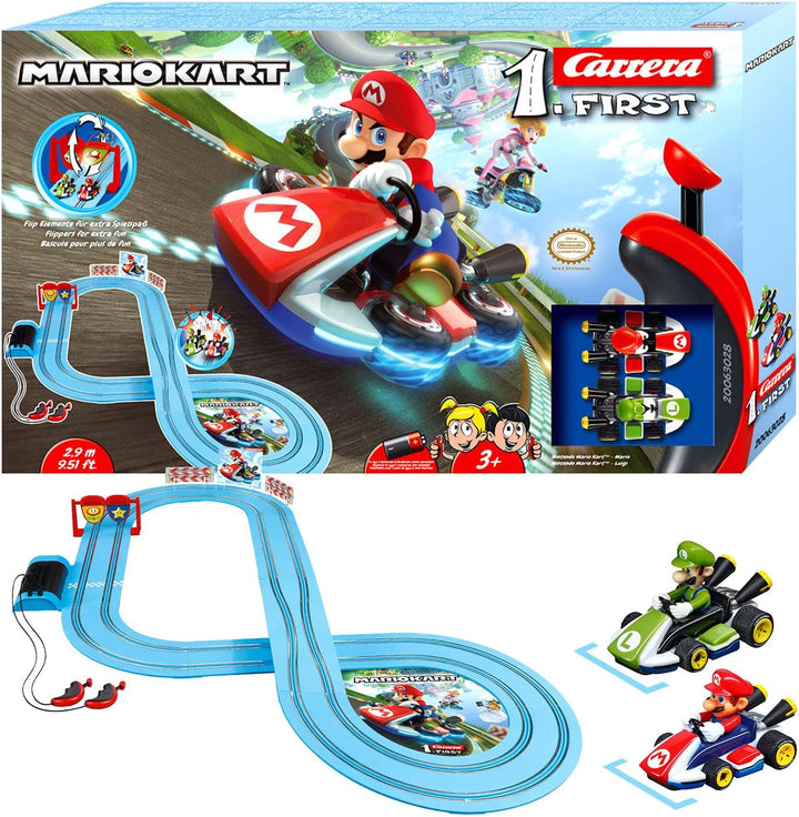 Carrera First Mario Kart™ Rennbahn | Super Mario™ vs. Luigi | Flip-Elemente | 2,9m Rennbahn | ab 3 J