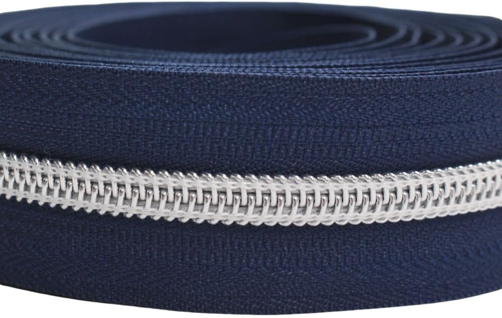 YaHoGa 9 m silberfarben endlos Reissverschluss Meterware Dunkel Blau reissverschluss 6mm-Spirale + 2