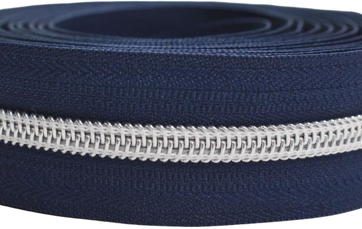 YaHoGa 9 m silberfarben endlos Reissverschluss Meterware Dunkel Blau reissverschluss 6mm-Spirale + 2