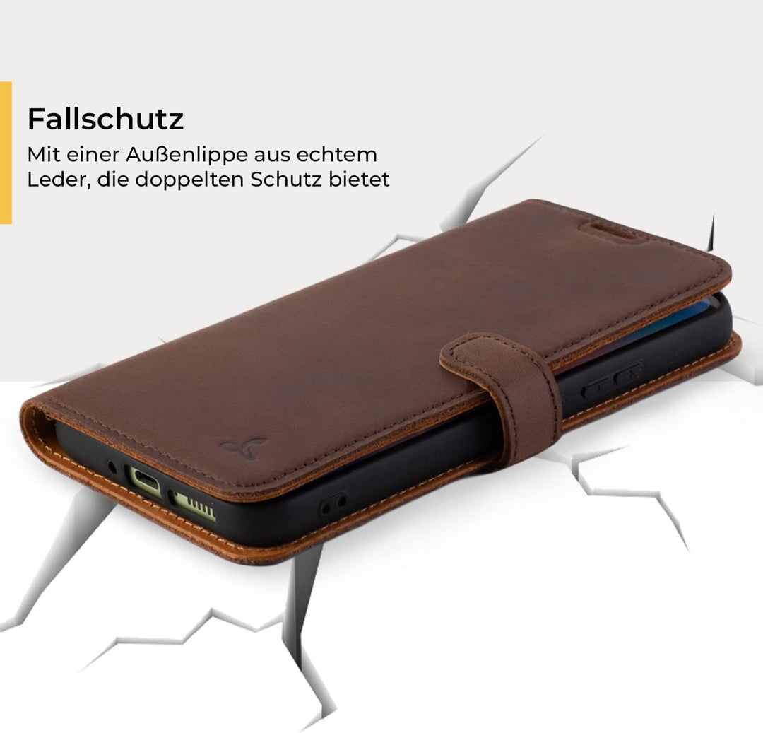 Snakehive Samsung Galaxy A34 Hülle Leder - Stylische Handyhülle mit Kartenhalter & Standfuss - Handy