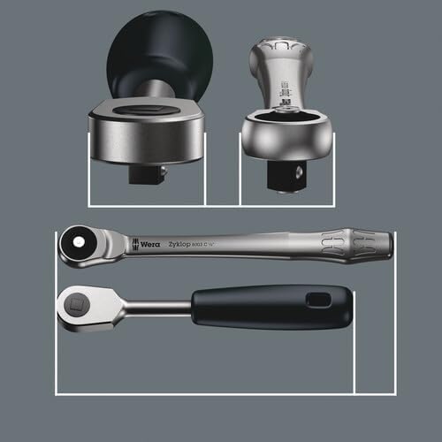 Wera 05004063001 8003 C Zyklop Metal-Knarre mit Durchsteckvierkant mit 1/2Zoll-Antrieb , 1/2 Zoll x