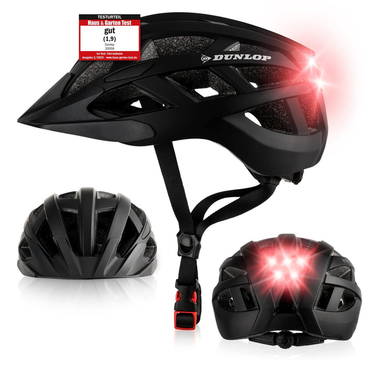Dunlop Sports Fahrradhelm mit Licht - Sofort gesehen Werden - Ultraleichter Spezial Damen Herren Kin