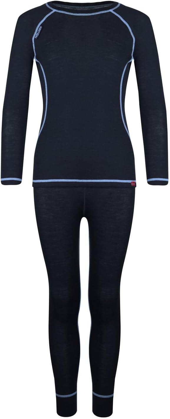 Trollkids Kinder Merino schnelltrocknendes Funktionsunterwäsche Set, Anthrazit / Mittelblau