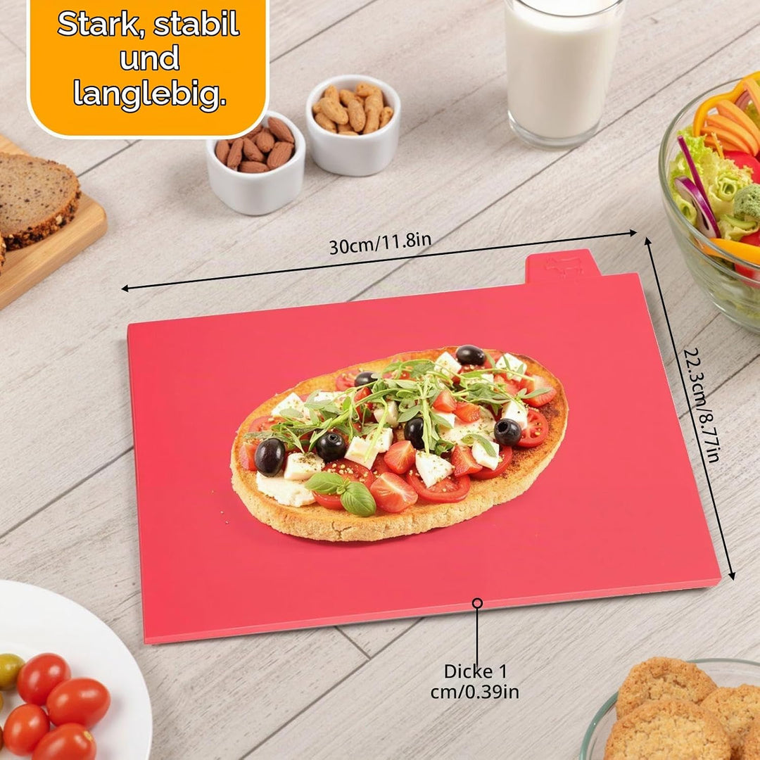 4 Stück Schneidebrett Kunststoff Set – Schneidebrett Set – Schneidebretter mit Ablageständer– Spülma
