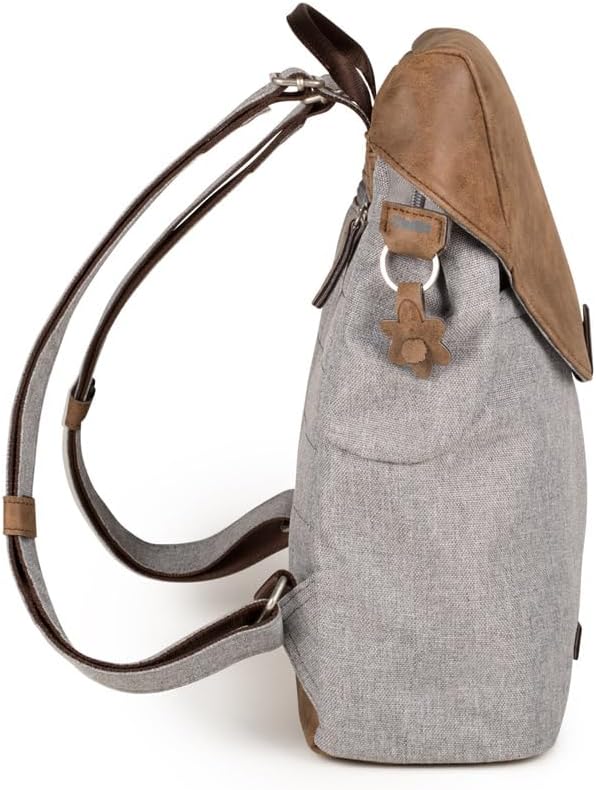 Zwei Damen City-Rucksack Olli O12 Rucksack (7 L) im Retro-Look mit Blumenanhänger im Canvas-Style mi