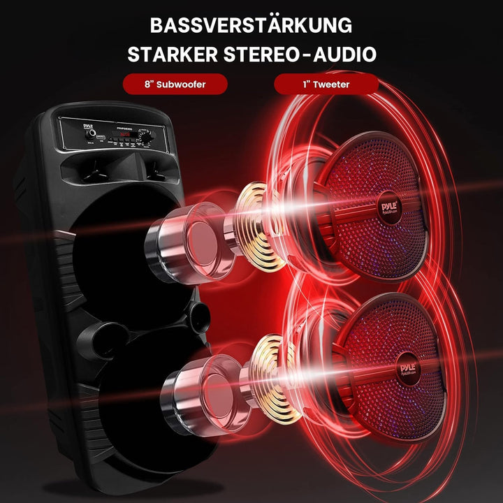 Pyle Partybox, Bluetooth Lautsprecher Gross – 600W Boombox mit Lichteffekten, Tragbar, Super Bass, U