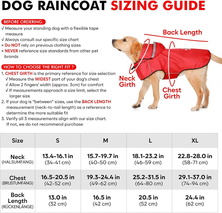 BiPawTi Regenjacke für Grosse Hunde, Verstellbarer Hunde-Regenmantel mit Klettverschluss - Ultraleic