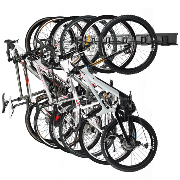 PYBTOOL Fahrradständer, Wandhalterung für Garagenfahrradständer, 6 Fahrradständer und 6 Helmhaken, M