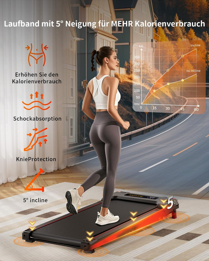 Anylife Laufband, Schreibtisch laufband,Walking Pad mit Steigung,kompakte Laufbänder，Walking Machine