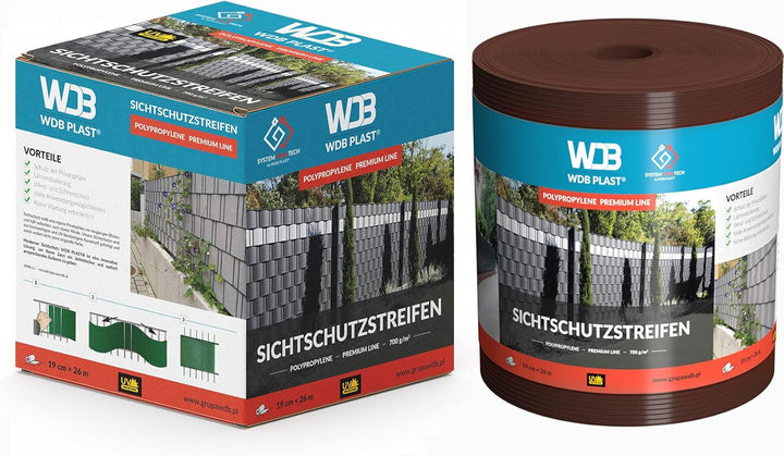WDB - Sichtschutzstreifen für Doppelstabmatten Sichtschutz Zaun - 19 cm x 26 m - Hart PP Windschutz