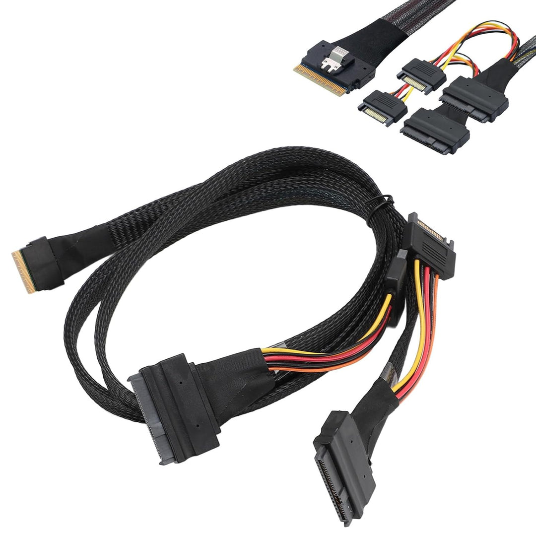 ciciglow NVME-Adapterkabel, SFF-8654 auf 2xSFF-8639 24 Gbit/s 12 Gbit/s 80 cm, NVME SFF-8654 auf für