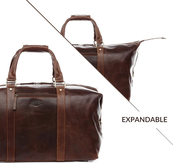 SID & VAIN XL Reisetasche Zane aus Premium Leder I Sporttasche gross XL gross für Herren I Weekender