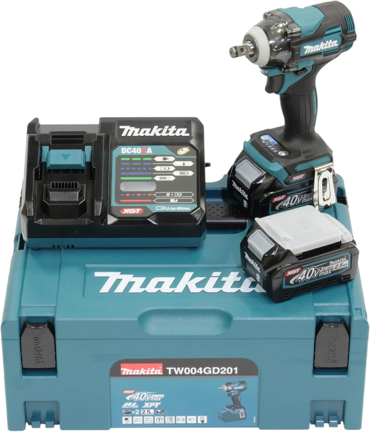 makita TW004GD201 Akku-Schlagschrauber 40V max. / 2,5 Ah, 2 Akkus + Ladegerät im MAKPAC mit 2 Akkus