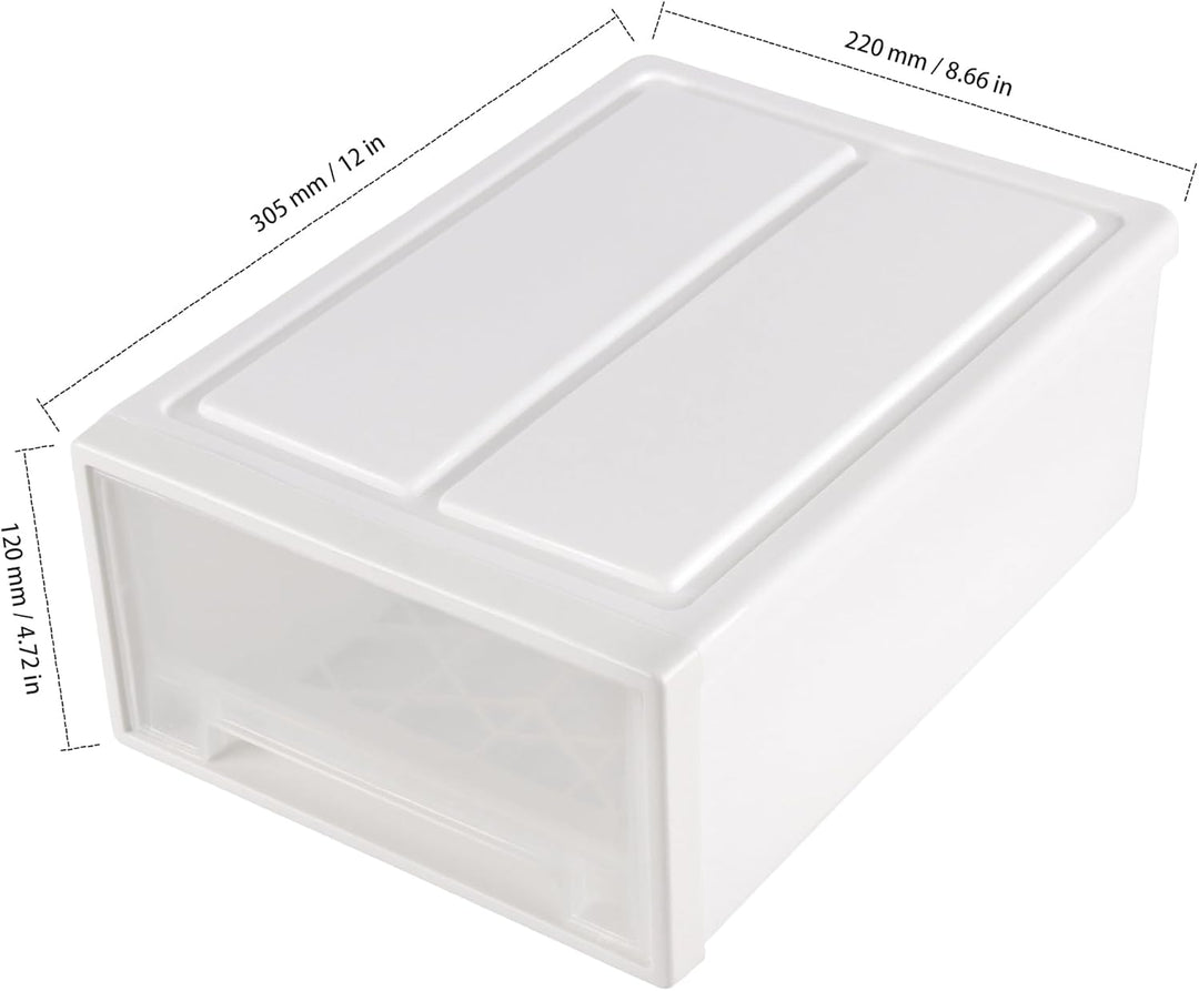 2 Stück Schubladenbox Kunststoff Weiss, 30 x 22 x 12cm Stapelbare Schreibtisch Organizer mit Schubla