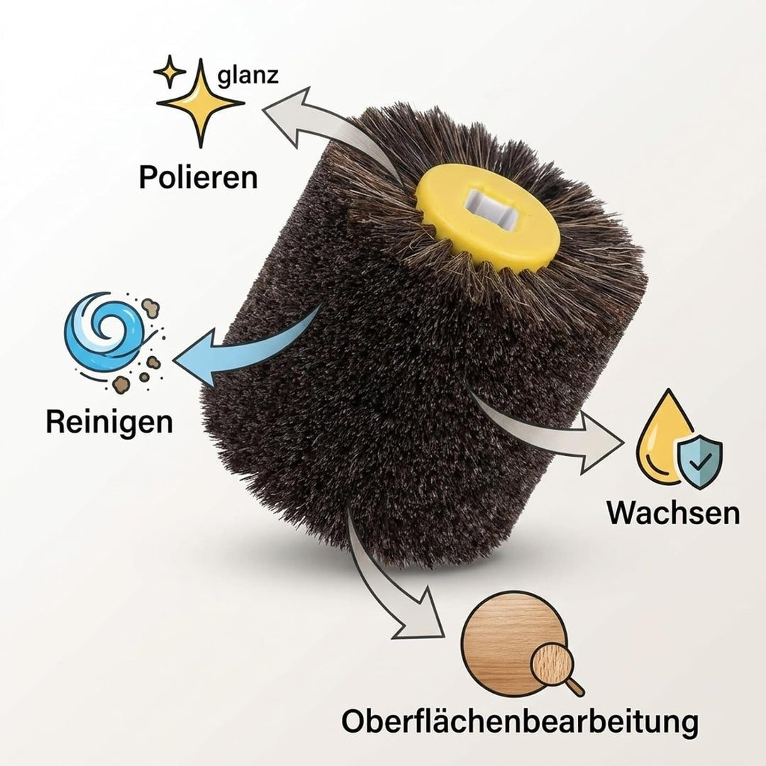 120x100mm Rosshaarbürste, Polierbürste für Satiniermaschine, Bürstenwalze zur Oberflächenbearbeitung